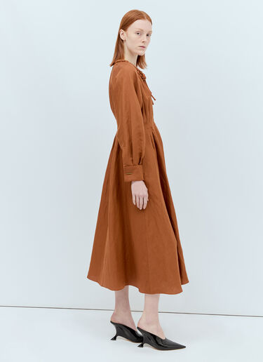 Max Mara Linen And Silk Midi Dress Brown max0256011