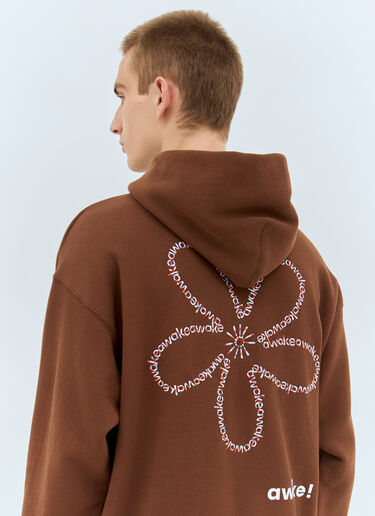 Awake NY Flower Stamp Zip Hooded Sweatshirt Brown awk0159003