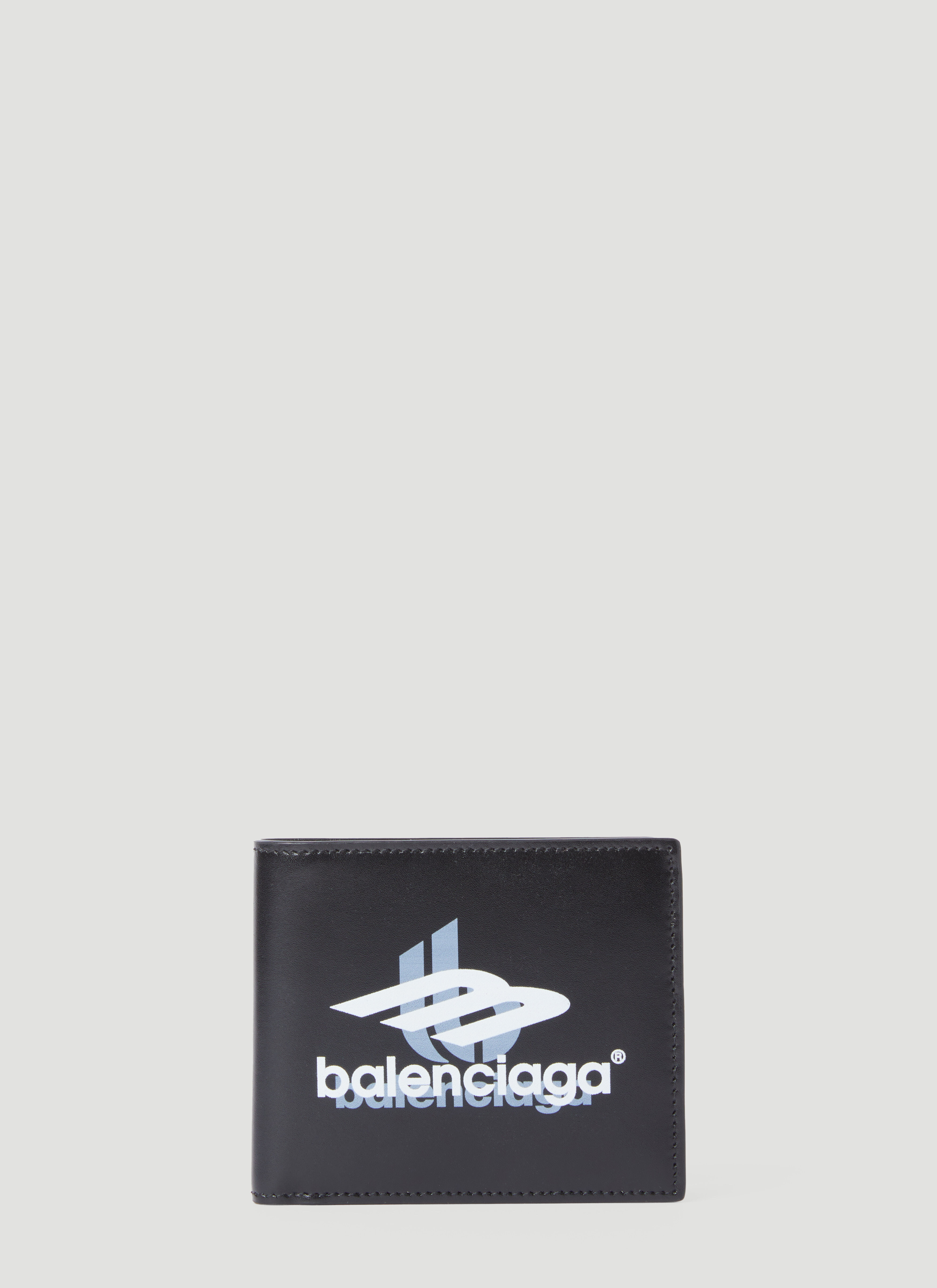 Balenciaga Logo Print Bi-Fold Wallet Black bal0156006