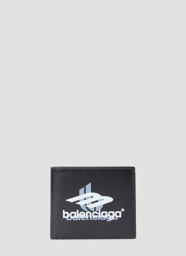 Balenciaga Logo Print Bi-Fold Wallet Black bal0155047