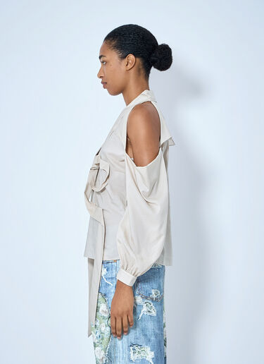 Acne Studios Bow-Tie Open-Shoulder Blouse Beige acn0265015