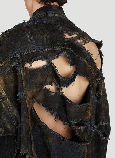 Balenciaga Destroyed Denim Jacket Black bal0152041