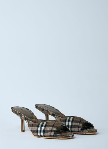 Burberry Check Heeled Mules Grey bur0259016