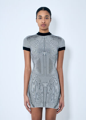 Jean Paul Gaultier Morphing Pinstripe Mini Dress Ecru jpg0260002