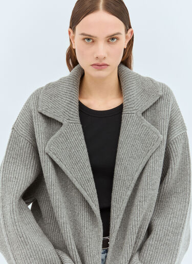 TOTEME Rib-Knit Cardi Coat Grey tot0259025