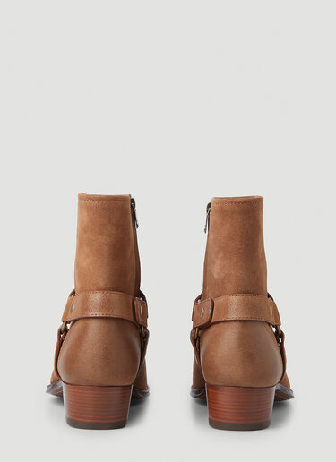 Saint Laurent Wyatt Harness Ankle Boots Brown sla0145029