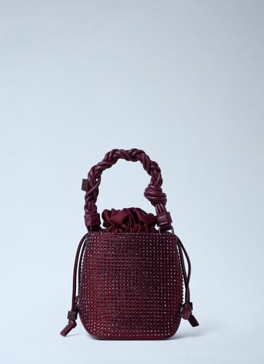 GANNI Mini Bou Bucket Handbag Burgundy gan0263037