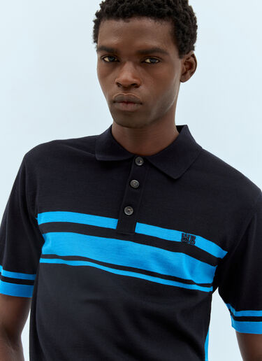 Wales Bonner Dawn Striped Polo Shirt Blue wbn0158001
