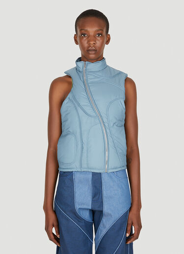 Mainline:RUS/Fr.CA/DE Exposed Seam Asymmetric Sleeveless Jacket Light Blue mai0249005