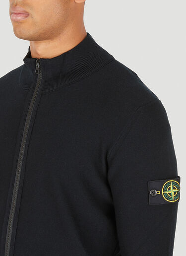 Stone Island Logo Patch Zip Front Sweater Black sto0150126