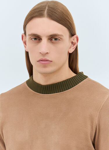 Charlie Constantinou Panelled Waffle Top With Scarf Brown cco0158003
