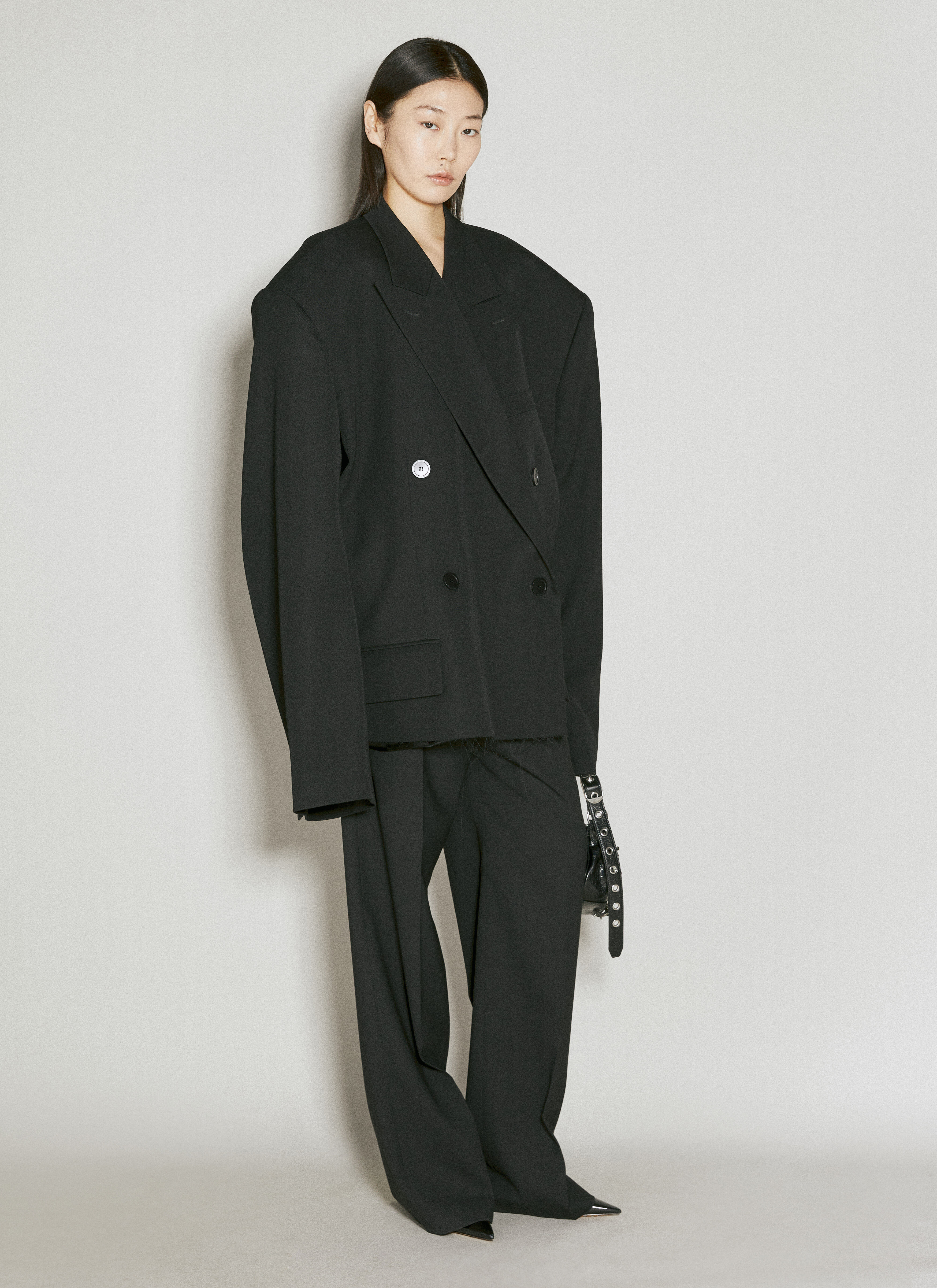 Balenciaga Women's' Cropped Wool Blazer in Black | LN-CC®