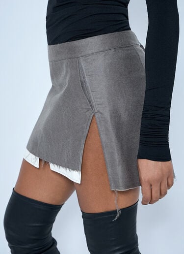 LN-CC® - Rick Owens: Fog Cutoff Mini Skirt - Grey Rick Owens Fog Cutoff Mini Skirt Grey ric0265017