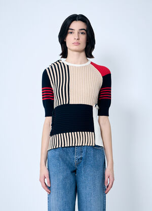 Bottega Veneta Rib Patchwork Sweater Brown bov0259009