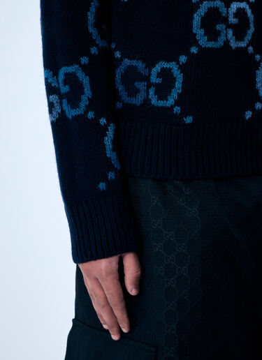 Gucci GG Intarsia Knit Sweater Navy guc0159036