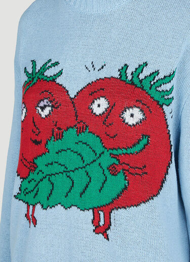 Sky High Farm Workwear Intarsia Tomatoes Sweater Light Blue skh0352011