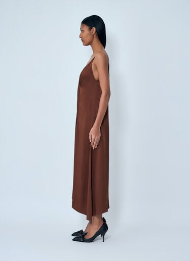 Prada Crepe Satin Midi Dress Brown pra0264002