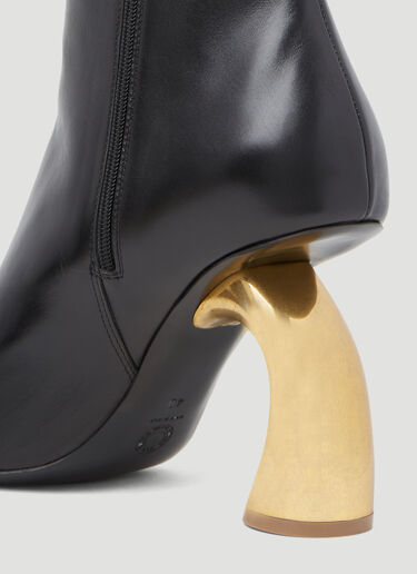 Dries Van Noten 그래픽 힐 가죽 부츠 블랙 dvn0253011