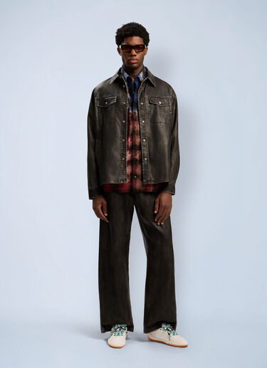 Curved Logo Coated Overshirt Palm Angels Curved Logo Coated Overshirt Grey pma0162112