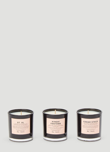 Boy Smells Cedar Stack, Hinoki Fantome and St. Al Votive Candle Set Black bys0342009