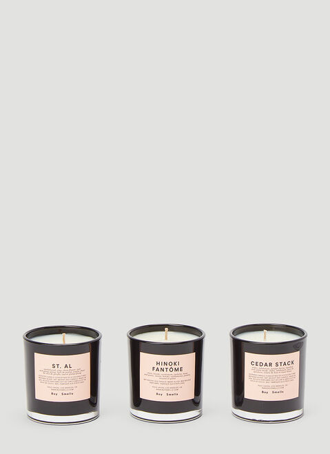 Boy Smells Cedar Stack, Hinoki Fantome and St. Al Votive Candle Set Black bys0342001