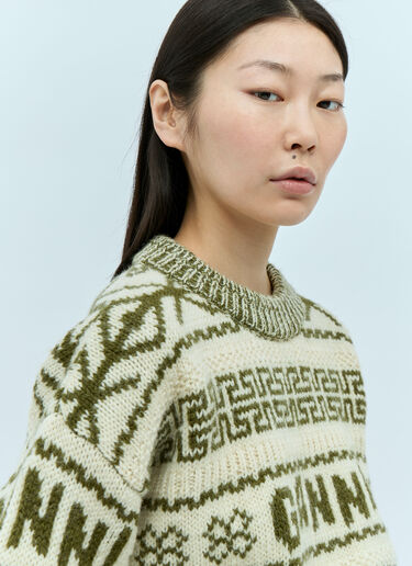 Logo Jacquard Wool Sweater GANNI Logo Jacquard Wool Sweater Beige gan0254037
