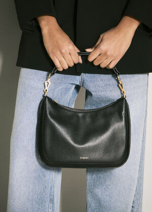 Saint Laurent Logo Print Shoulder Bag Black sla0258047