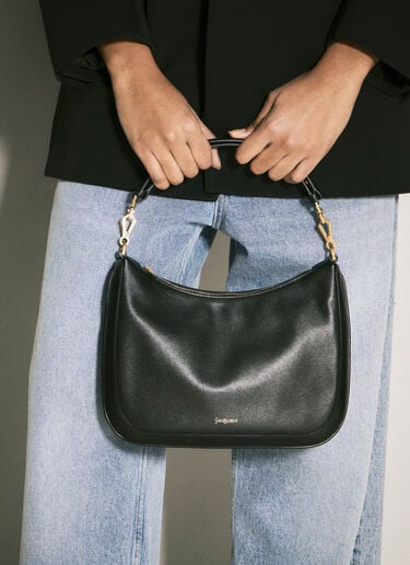 Saint Laurent Logo Print Shoulder Bag Black sla0258047