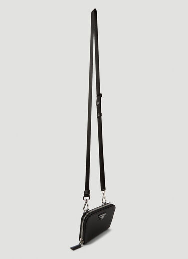 Prada Saffiano Leather Crossbody Wallet Black pra0145040