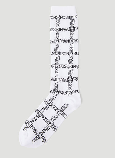 JW Anderson Logo Grid Long Socks White jwa0354008