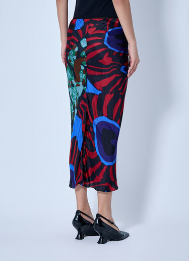 LN-CC® - Dries Van Noten: Abstract Pattern Midi Skirt - Red Dries Van Noten Abstract Pattern Midi Skirt Red dvn0265010