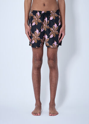 Moncler Printed Poplin Swim Shorts Black mon0159035