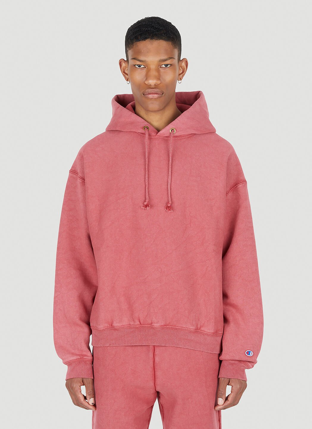 Reverse fleece hooded sweatshirt hot sale