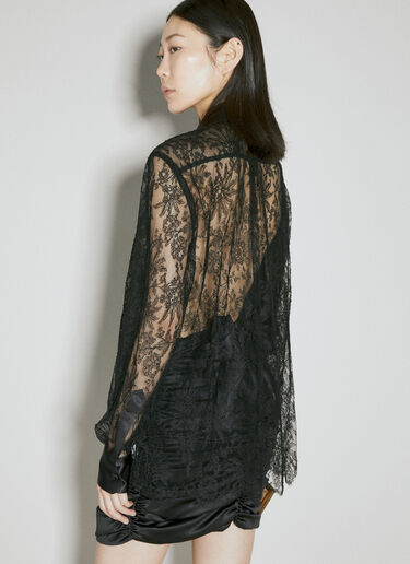 Dolce & Gabbana Chantily Lace Shirt With Satin Trims Black dol0254021
