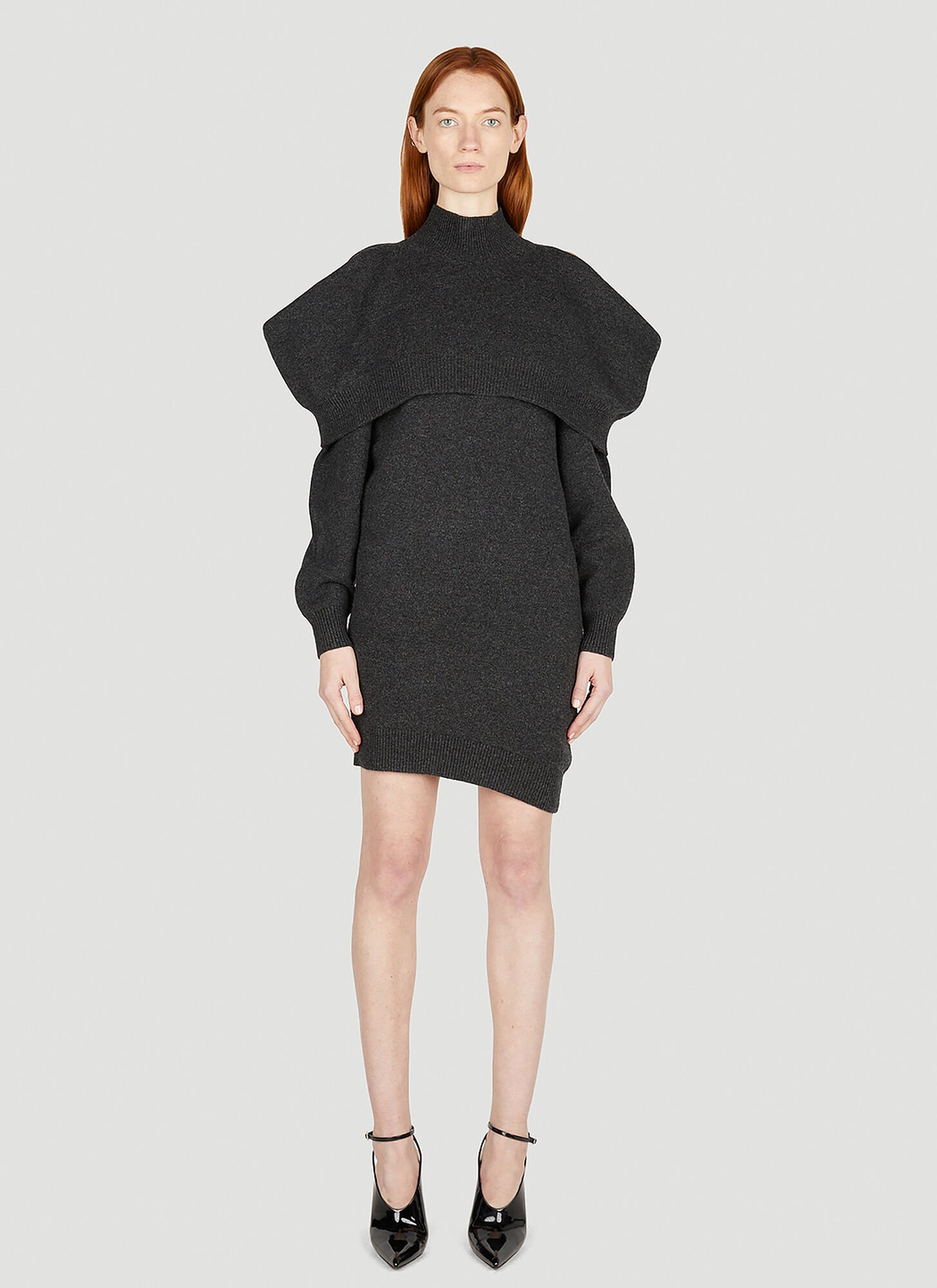 Shop Alexander Wang Inverted High Neck Mini Dress In Black
