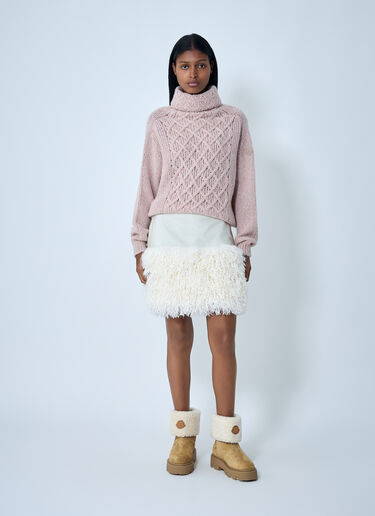 Moncler Wool-Blend Cable Knit Sweater Pink mon0262025