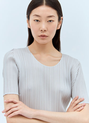 Pleats Please Issey Miyake 반팔 플리츠 탑 그레이 plp0256015