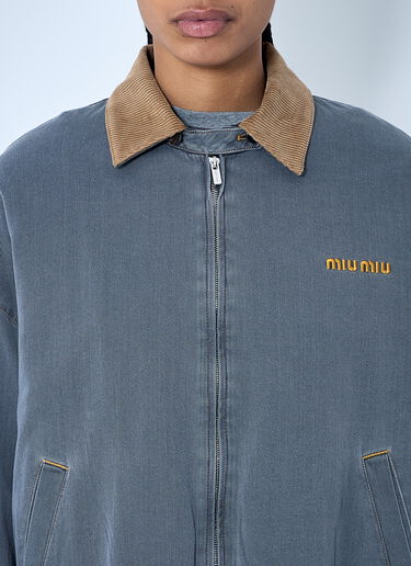 Miu Miu Chambray Jacket With Velvet Collar Grey miu0260064