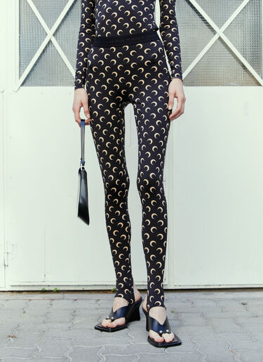 月亮图案再生平纹针织紧身裤 Marine Serre 月亮图案再生平纹针织紧身裤 黑色 mrs0254016