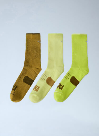 LN-CC® - HOKA: Crew Run Socks 3-Pack - Yellow HOKA Crew Run Socks 3-Pack Yellow hok0365029
