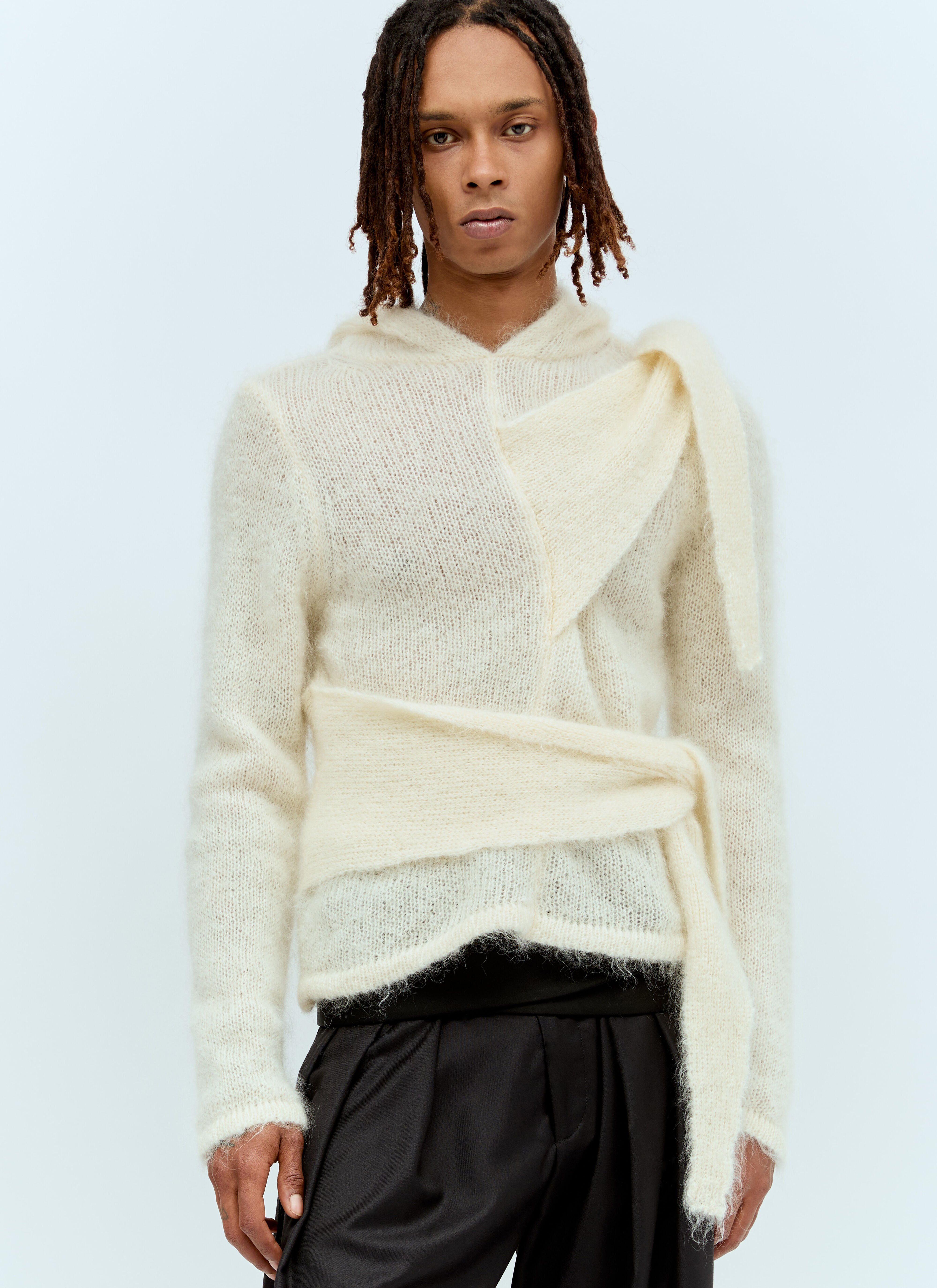 Fucking Awesome Mohair Tied Hooded Sweater Yellow fua0156007