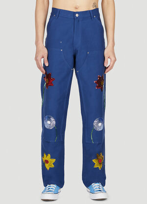 Sky High Farm Workwear Embroidered Cargo Pants Dark Blue skh0352008