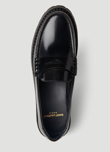 Logo Plaque Loafers Saint Laurent Logo Plaque Loafers Black sla0251167