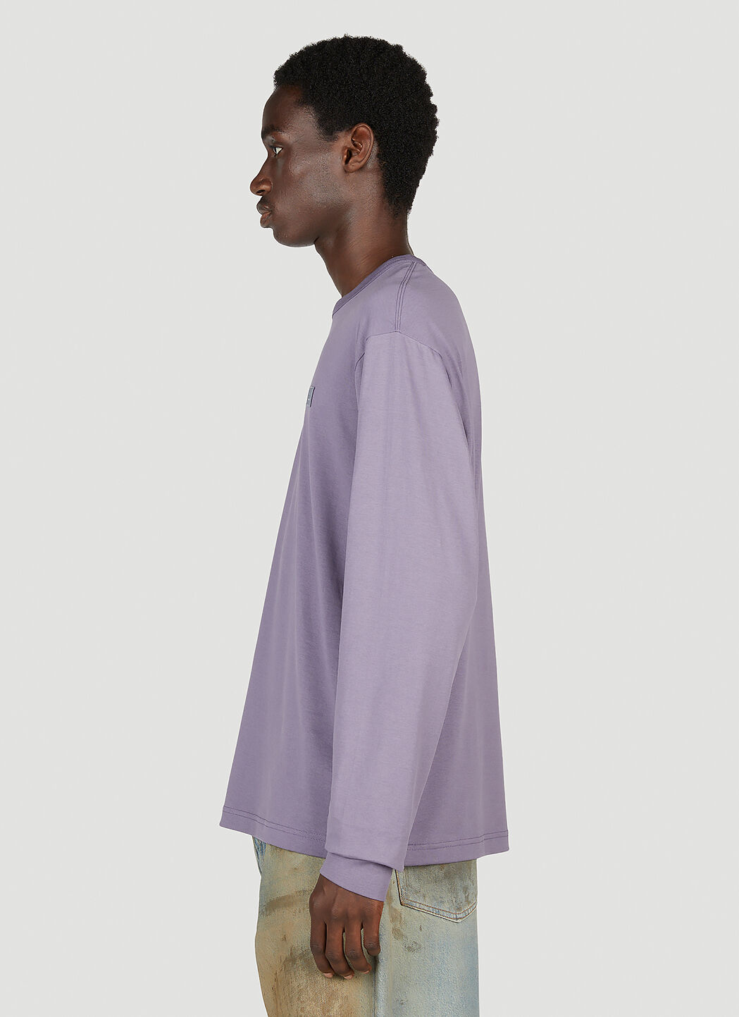 Acne Studios Men's' Face Patch Long Sleeve T-Shirt in Purple | LN-CC®