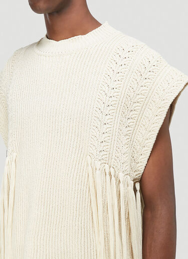 Jil Sander Fringed Knit Vest Sweater White jil0110005