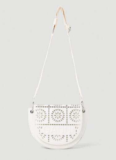 GANNI Banner Saddle Handbag White gan0253041