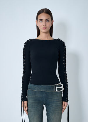 Balenciaga Lace-Up T-Shirt Black bal0262001