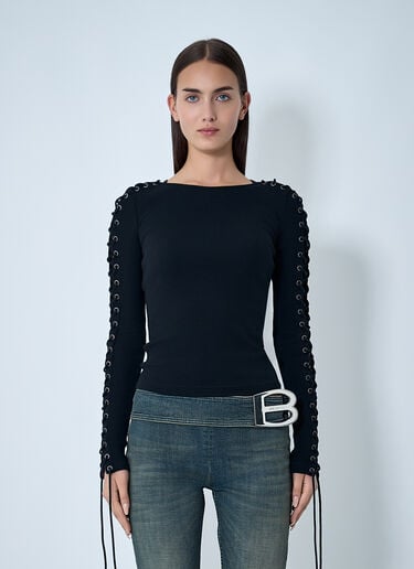 Lace-Up T-Shirt Balenciaga Lace-Up T-Shirt Black bal0262001