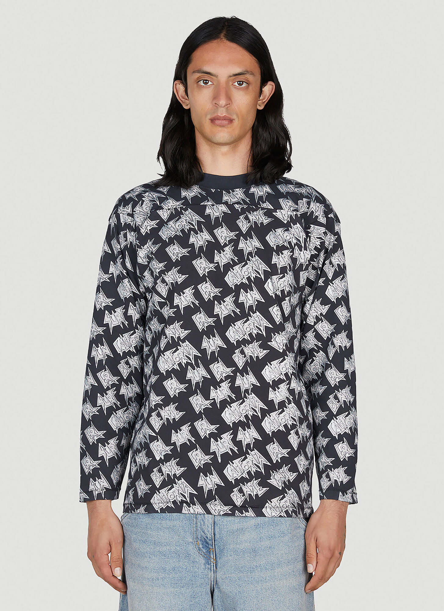 Shop Erl Logo Print Long Sleeve T-shirt