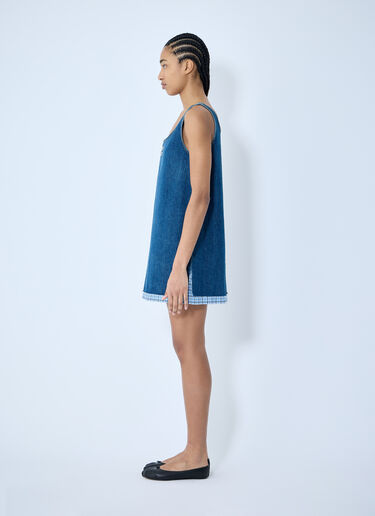 Miu Miu Logo Motif Denim Dress Blue miu0260012